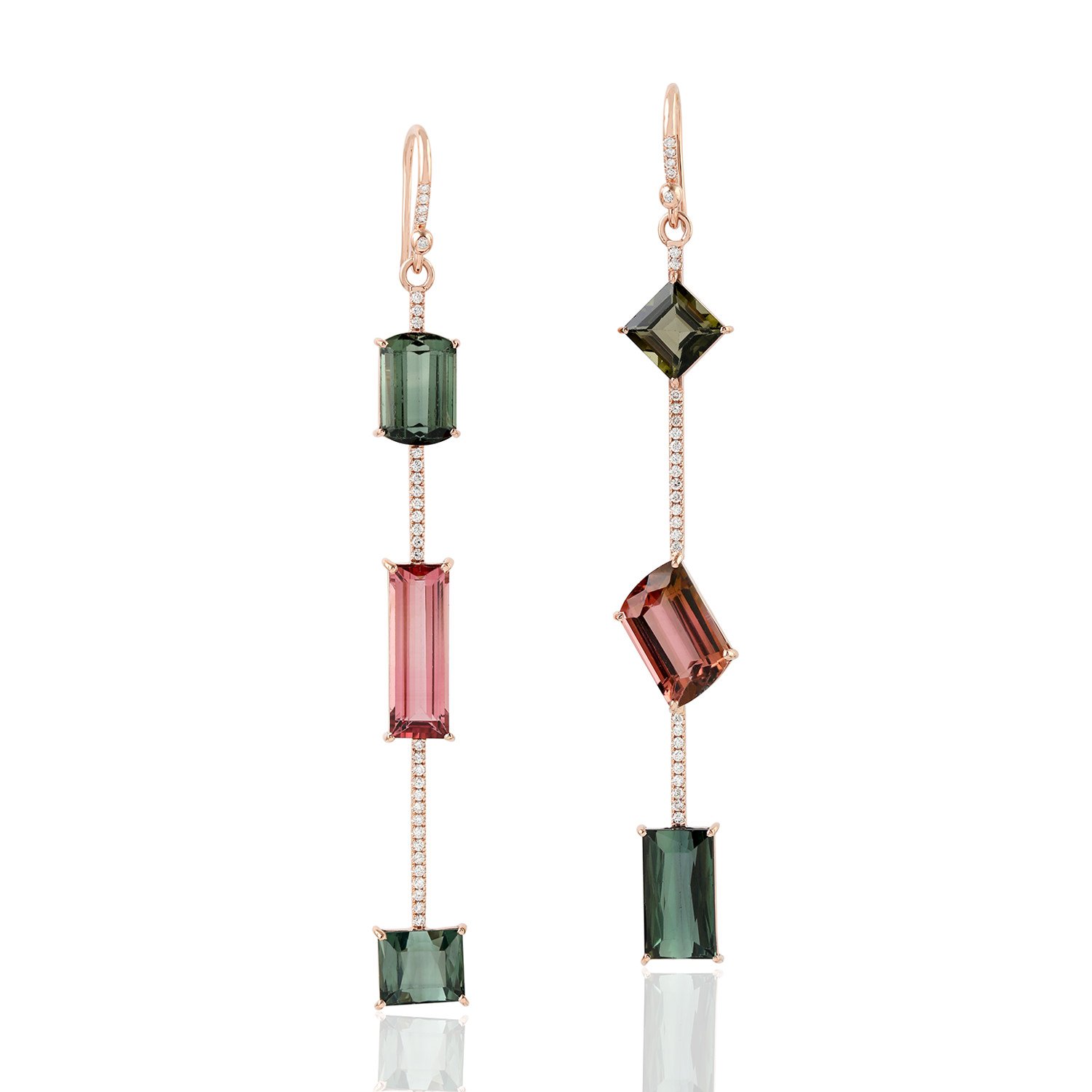 Tourmaline Diamond Earring With 18kt White Gold OPS-18995 - Gems Trade Mart