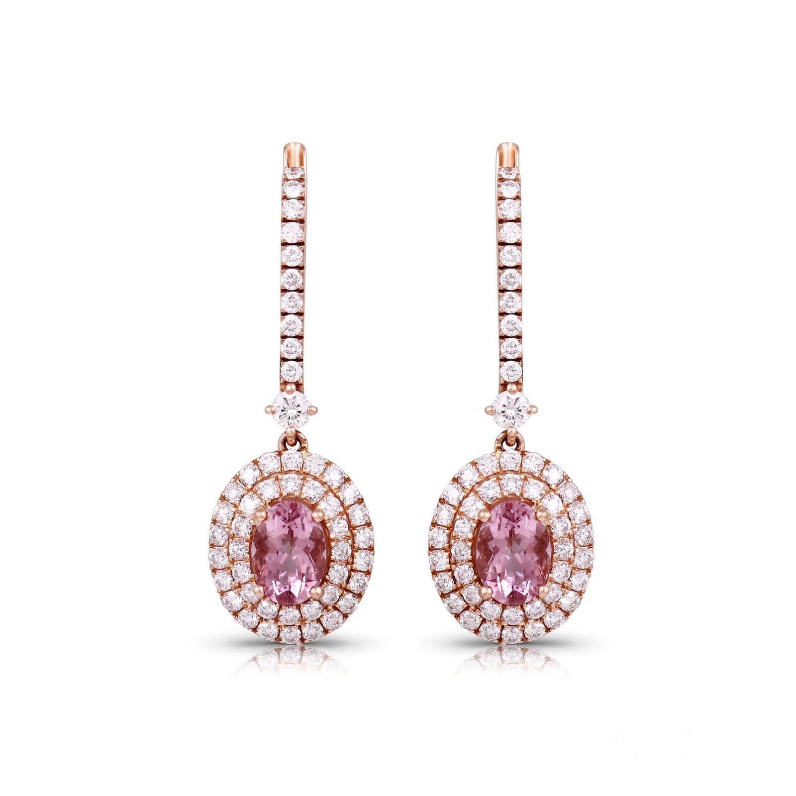 2023 Korea Jewelry Pink Morganite Diamond Water Drop Earrings Female  Elegant Long Pendant Earring Trendy Dangler