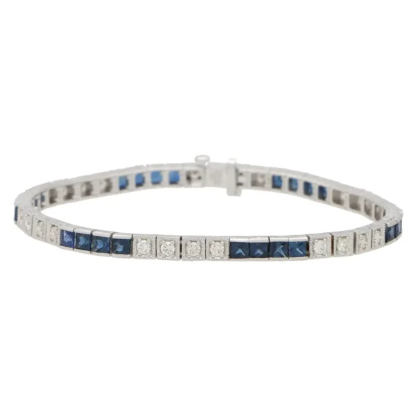 Diamond,Blue Sapphire Bracelet Gems Trade Mart