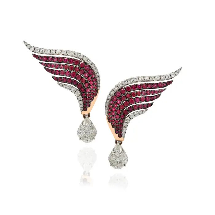 Diamond And Ruby Earring Gems Trade Mart