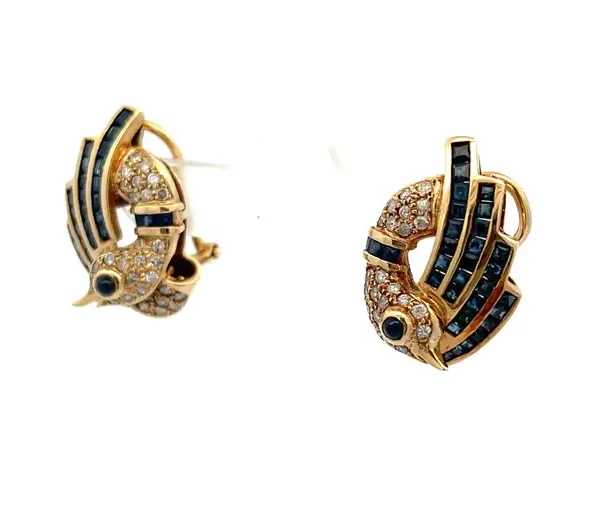 Blue Sapphire Diamond Earring Gems Trade Mart