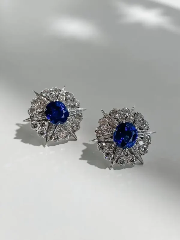 Blue Sapphire Diamond Earring Gems Trade Mart