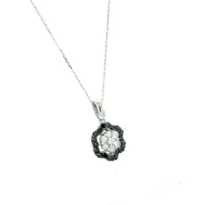 Black Diamond White Diamond 14 Karat White Gold Chain Necklace Gems Trade Mart GLD-NEC101