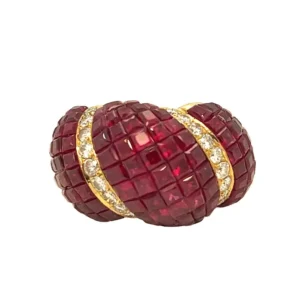 18K Yellow Gold Ruby Diamond Ring Art Deco Piece Gems Trade Mart GLD-RN102