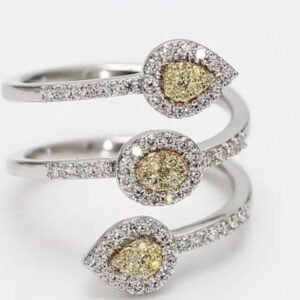 Natural Yellow Round and White Diamond .68ct. Gold Cocktail Ring GLD-RN104