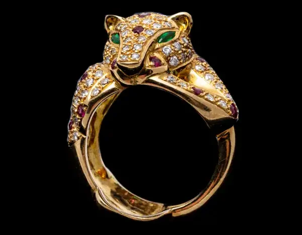 Ruby With Emerald Gemstone Diamond Lepard Ring Gems Trade Mart
