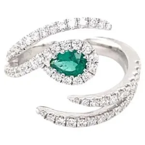 Emerald Gemston in Diamond  Ring18K Gems Trade Mart GLD-RN118