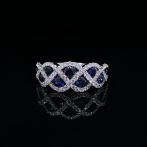 Sapphire And Diamond Lattice Style Ring Gems Trade Mart GTM-ENG102