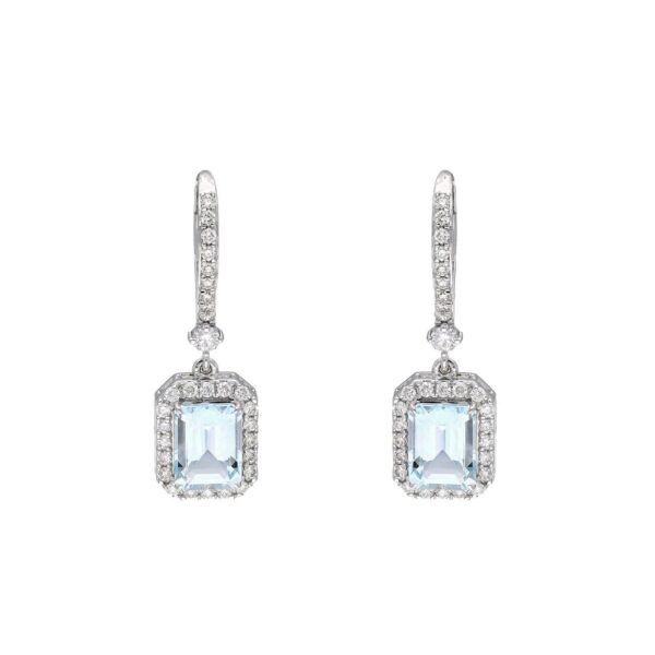 Aquamarine and Diamond Cluster Earrings Gems Trade Mart GTM-ENG2100