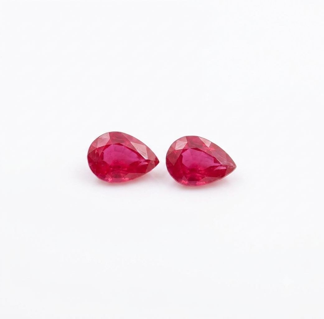 7X5mm Pear shape Pair Burma Ruby Fine Qulaity Gemstones at Gems Trade Mart India